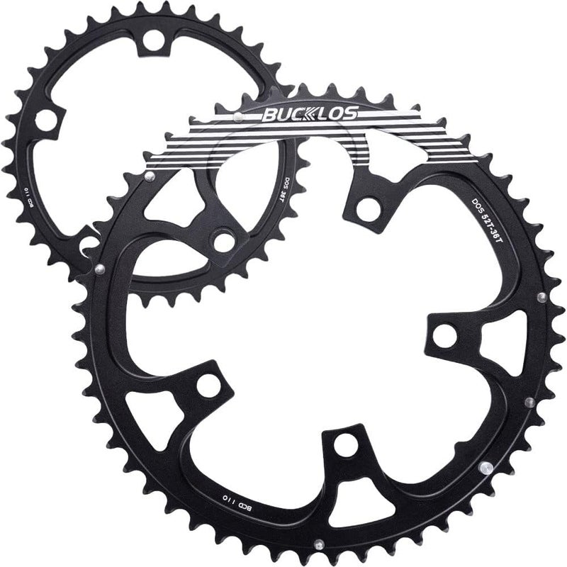 BUCKLOS 110BCD Bike Chainring Set with Pin, Double Round 5 Bolts Aluminum Chainring 50T 34T 52T 36T 53T 39T for Road Bike Bicycle Fits 8 9 10 11 Speed Chains - Image 1